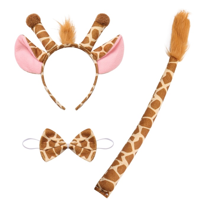 Zürafa Kosümü Aksesuar Seti 3 lü - Taç Papyon Kuyruk (5460)