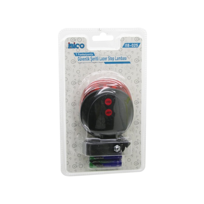 GÜVENLİK ŞERİTLİ LAZER  BİSİKLET  STOP LAMBASI   PİLLİ   7 FONKSİYONLU   SU GEÇİRMEZ (5460)