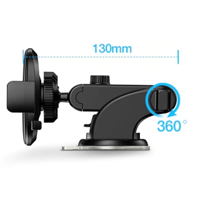 360 Derece Dönen Torpido Üstü Uzunluk Ayarlamalı Vantuzlu Teleskopik Araç Telefon Tutucu (5460)