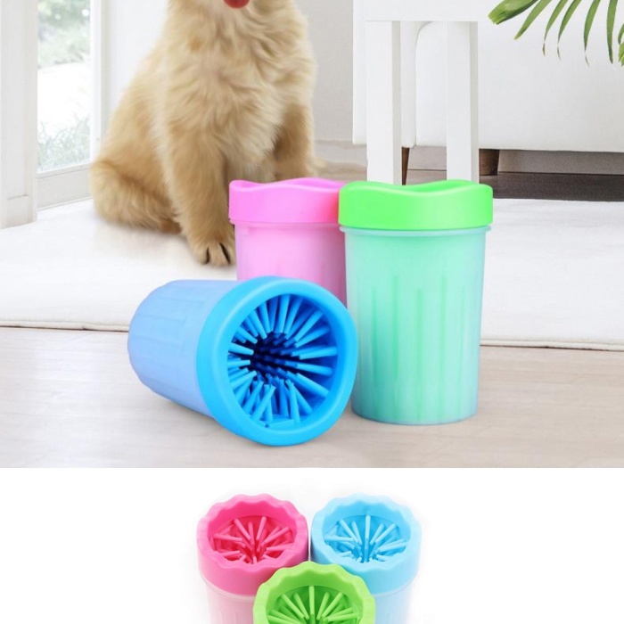 Pati Ayak Yıkama Kovası Silikon Jel Fırçalı Kedi Köpek  (Küçük) (5460)