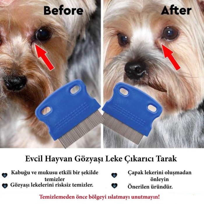 Evcil Hayvan Kedi Köpek Pire Tarağı ve Köpek Gözyaşı Lekesi Tarağı (5460)