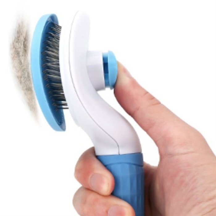 Kedi Köpek Tüy Toplayıcı Kendini Temizleyebilen Ergonomik Saplı Evcil Hayvan Tarağı Mavi (5460)