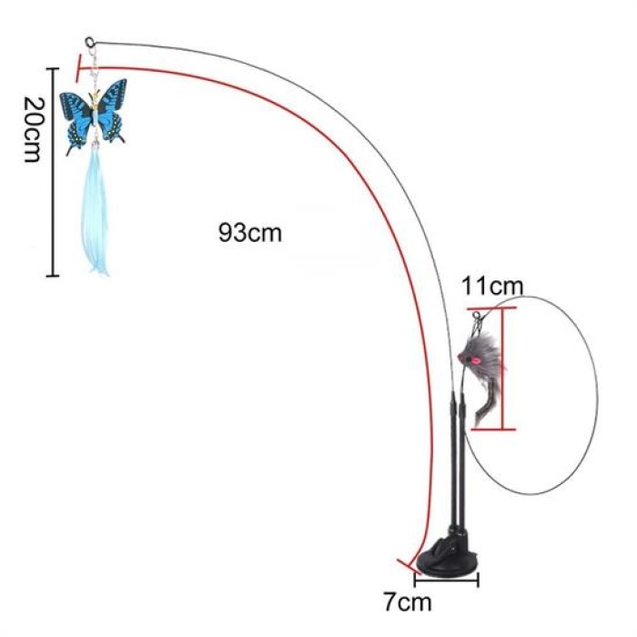 Vantuzlu Tüylü Zilli Olta Kedi Oyuncağı (5460)