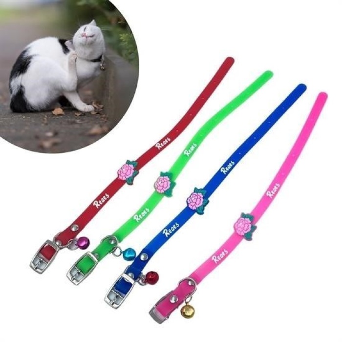 Çıngıraklı Zilli Sevimli Renkli Slikon Kedi Köpek Boyun Tasması (5460)