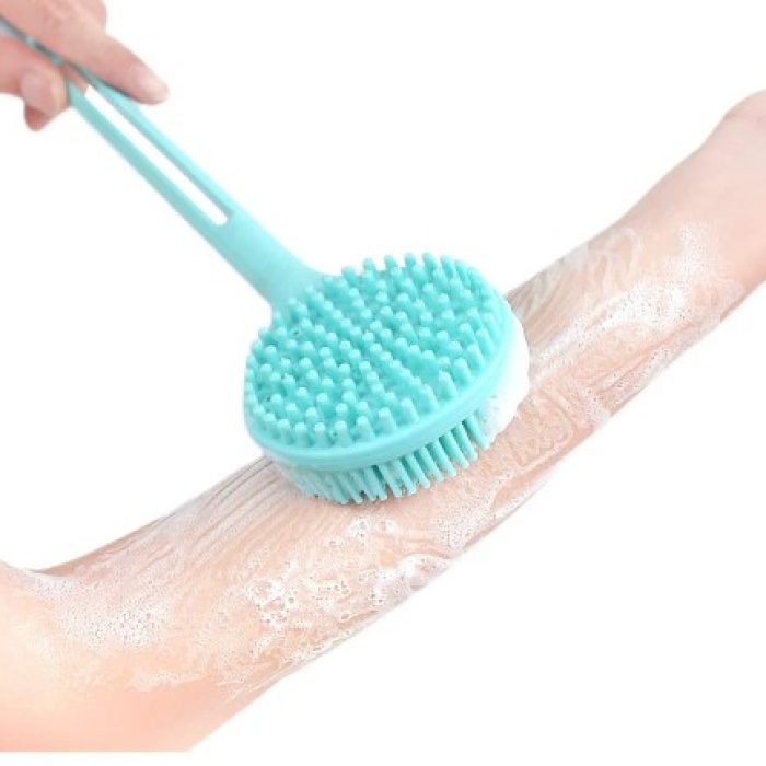 Çift Taraflı Silikon Uzun Saplı  Banyo Fırçası CM-331 (5460)
