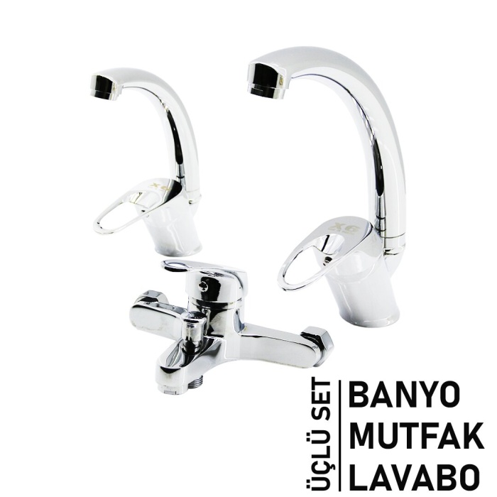 3LÜ SET   BANYO - EVYE MUTFAK - LAVABO   AÇ KAPA  MİX BATARYA MUSLUK (5460)