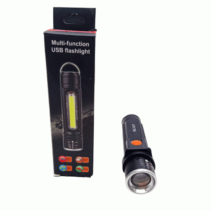 ZOMLU USB ŞARJLI EL FENERİ METAL KASA (5460)