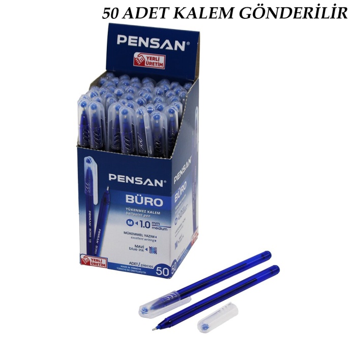 50 ADET PENSAN BÜRO MAVİ TÜKENMEZ KALEM M-MEDİUM - 1.0MM UÇ (5460)
