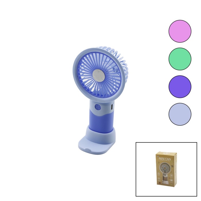 USB ŞARJLI MİNİ EL FANI ÇAP:8.4 - Y:16CM SABİT BAŞLIK 3-KADEME HIZT ELEFONLUKLU MASAÜSTÜ AYAK VANTİLATÖR (5460)
