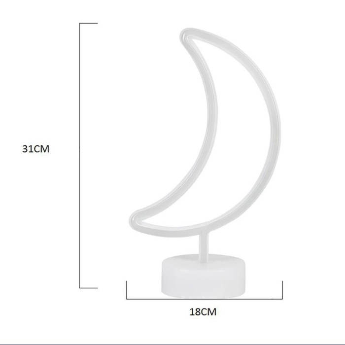 Dekoratif Pilli Ay Tasarımlı 3D Neon Led Masa Ve Gece Lambası (5460)