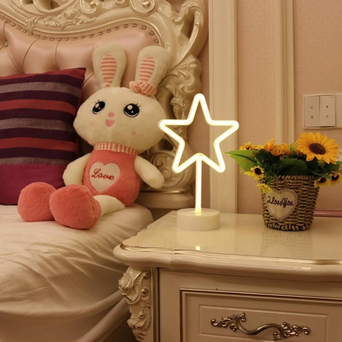 Yıldız Tasarımlı Neon Led Masa Ve Gece Lambası Dekoratif Işık (5460)