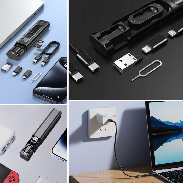 Cep Tipi 60W Bas Aç Type-C,İphone Şarj,Micro USB Hızlı Şarj Data Kablo Seti (5460)