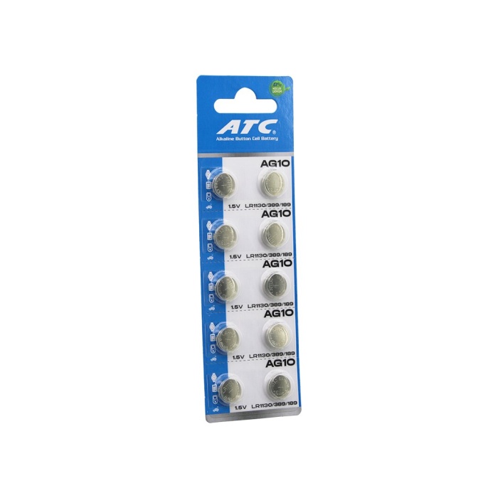 ATC ALKALİNE BUTTON BATTERY AG10 LR-1130/389/189 DÜĞME PİL ALKALİN 1.5V 10LU KART (5460)