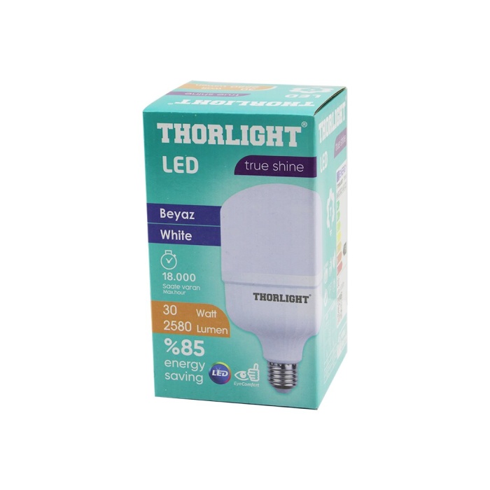 THORLIGHT T-30B  30W  E27 TORCH T-SHAPE  BEYAZ  LED AMPUL  2580 LUMEN - 6400K - 18000 SAAT - 2835 SMD LED (5460)