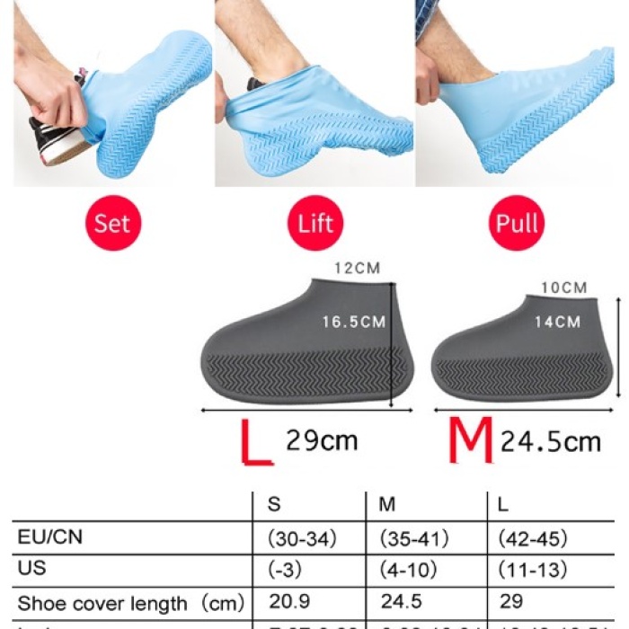 Silikon Ayakkabı Kılıfı Kaymaz Su Kir Geçirmez   M Beden Siyah (5460)