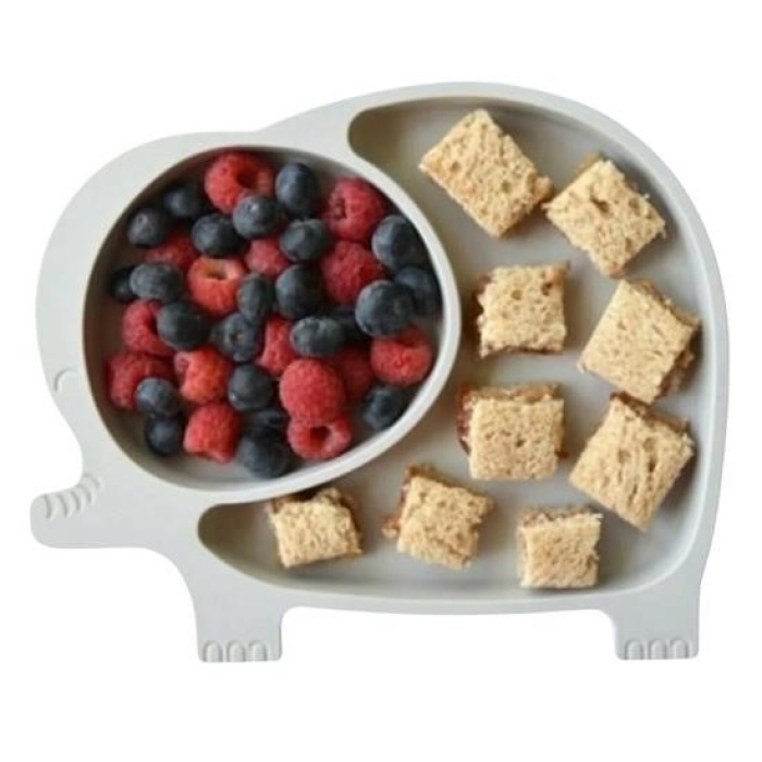 Bebek ve Çocuk için Sevimli Fil Model Desenli Yemek Bebek Mama Kabı Bölmeli Tabak (5460)