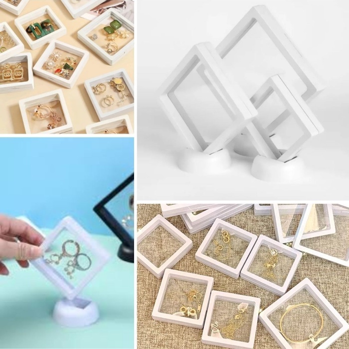 9x9 cm Standlı 3D Takı Ziynet Hatıra Koleksiyon Saklama Kutusu Şeffaf Film Çerçevesi (5460)