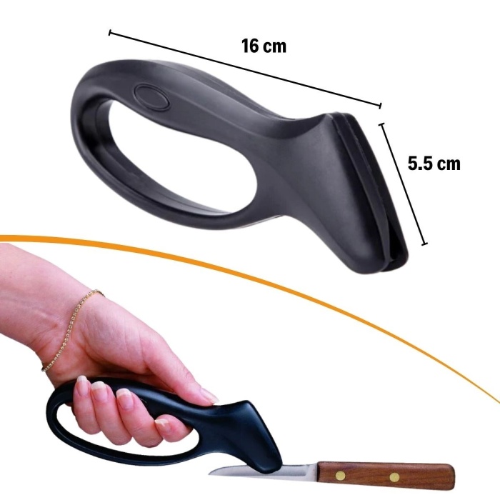 Kolay Tutuş Saplı Paslanmaz Çelik Manuel Bıçak Bileme Aleti (5460)