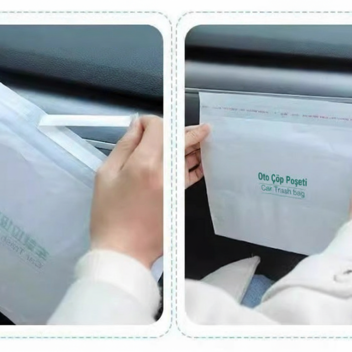 Pratik Su Geçirmez Oto Araba Çöp Poşeti Yapışkanlı 20 Adet (5460)