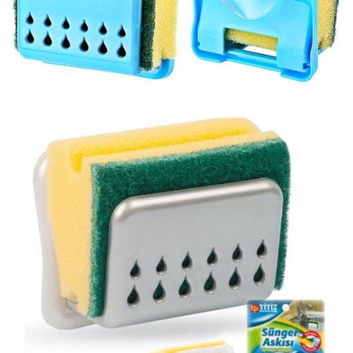 Pratik Mutfak Lavabo Vantuzlu Bulaşık Süngeri Askısı Aparatı (5460)