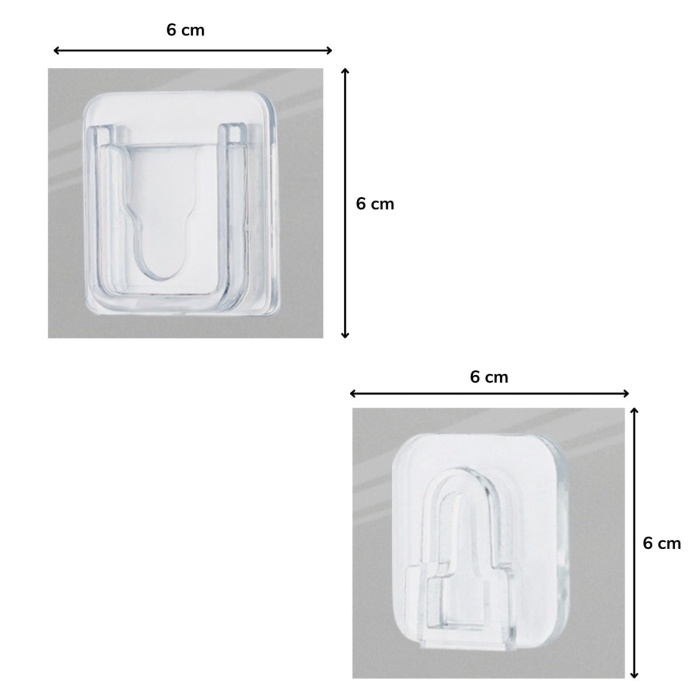 Eşya Sabitleme Askısı 10 Çift Şeffaf Çift Taraflı Yapışkanlı Geçmeli Klips (5460)