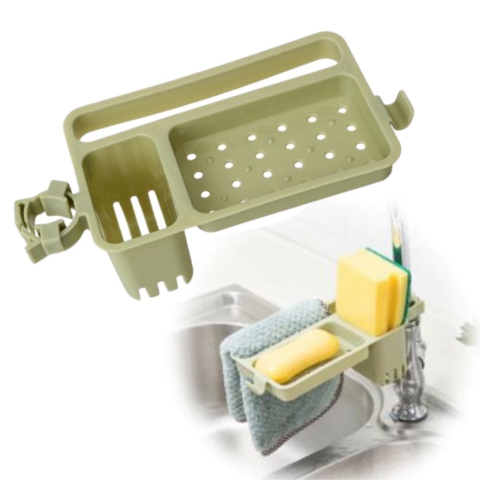 Musluğa Takılan Sünger Havlu Askılı Sabun Hazneli mutfak Banyo Lavabo Düzenleyici Organizer (5460)