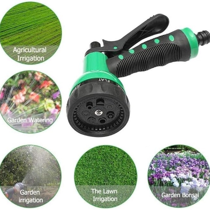 30 Metre Spiral Hortum + 4 Fonksiyonlu Özel Sulama Tabancası (5460)