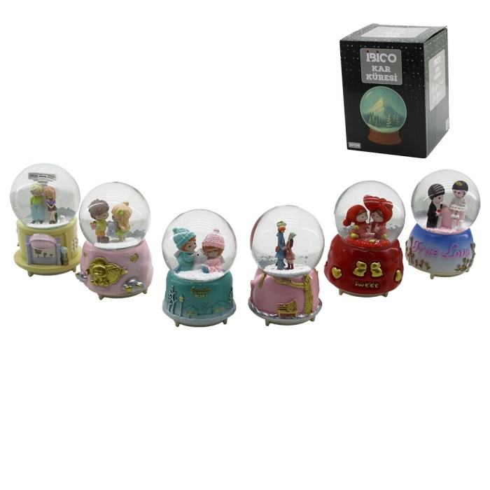BÜYÜK BOY - 10CM PİLLİ - IŞIKLI MÜZİKLİ KAR KÜRESİ CAM İNSAN FİGÜRLÜ - DESEN MİX RENKLİ HERHANGİ BİR TANESİ GÖNDERİLİR (5460)