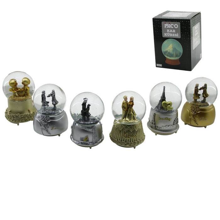 BÜYÜK BOY - 10CM PİLLİ - IŞIKLI MÜZİKLİ KAR KÜRESİ CAM ESKİTME İNSAN FİGÜRLÜ - DESEN MİX RENKLİ HERHANGİ BİR TANESİ GÖNDERİLİR (5460)