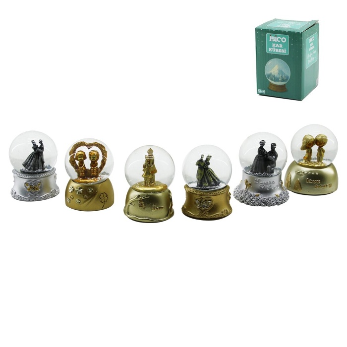 KÜÇÜK BOY - 6.5CM PİLLİ - IŞIKLI KAR KÜRESİ CAM ESKİTME İNSAN FİGÜRLÜ - DESEN MİX RENKLİ HERHANGİ BİR TANESİ GÖNDERİLİR (5460)