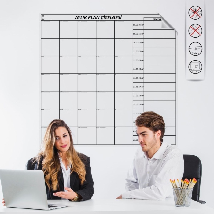 Aylık Planlayıcı Manyetik Duvar Stickerı Takvim Plan Çizelgesi (5460)