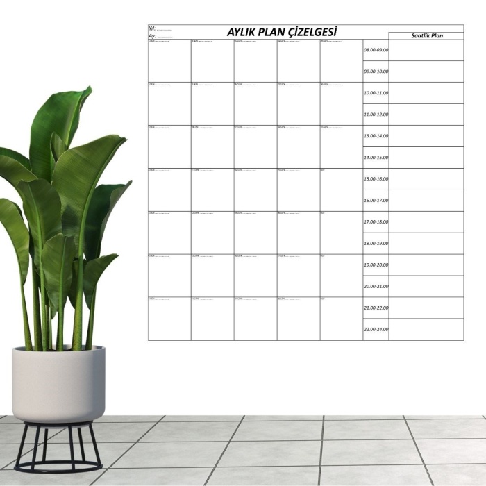 Aylık Planlayıcı Manyetik Duvar Stickerı Takvim Plan Çizelgesi (5460)