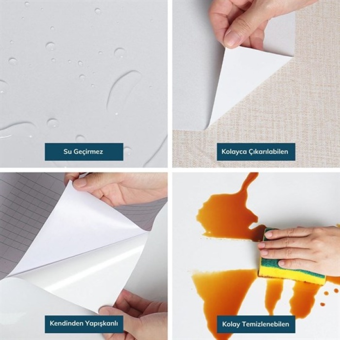 Mermer Desenli Masa Tezgah Mutfak Su Geçirmez Yapışkanlı Folyo Sticker Mavi 5x0,6m (5460)