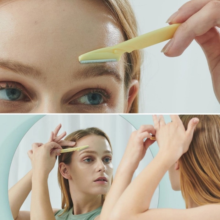 3’lü Kadın Kaş Usturası Seti – Hassas Ciltler İçin Güvenli Yüz Tüy Temizleme Bıçağı (5460)