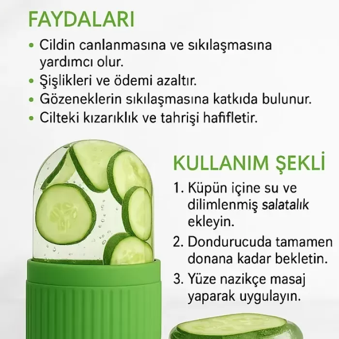 Ice Roller Buz Silindiri Terapi Etkili Yüz Masaj Ve Cilt Bakım Aleti (5460)