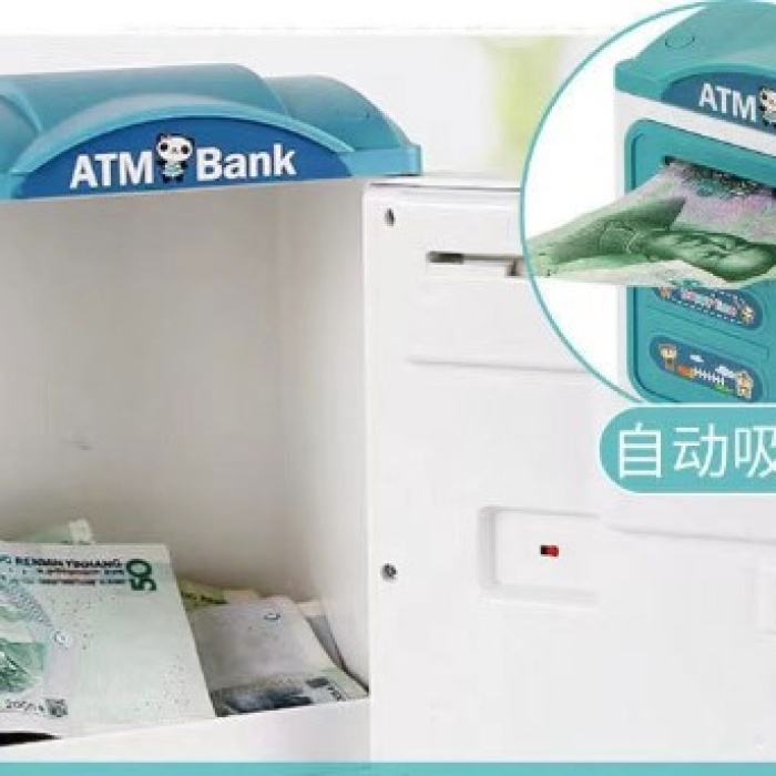Parmak İzi Görünümlü Elektronik Şifreli Otomatik Kağıt Para Alan ATM Kumbara (5460)