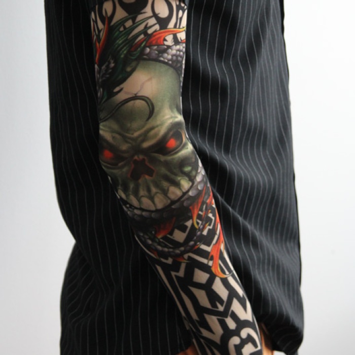 Giyilebilir Kol Dövmesi Çorap Dövme 3D Baskılı Kol Bacak Dövme 2 Adet Model 14 (5460)