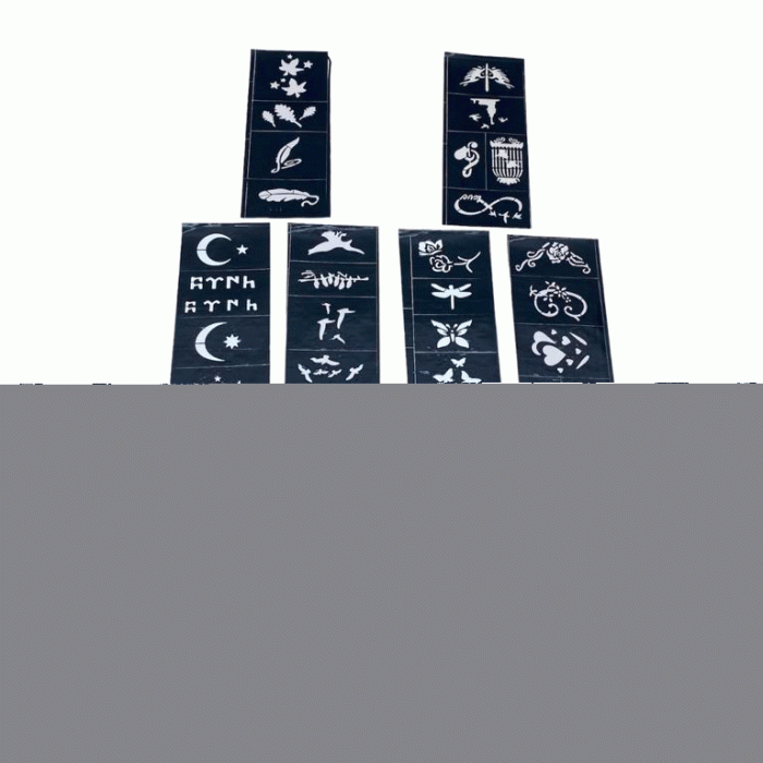 MİX DESEN 8X20CM TÜP KINA DESEN ÇIKARTMA ŞABLONU 10 PARÇA (5460)