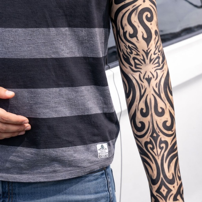 Giyilebilir Kol Dövmesi Çorap Dövme 3D Baskılı Kol Bacak Dövme 2 Adet Model 11 (5460)