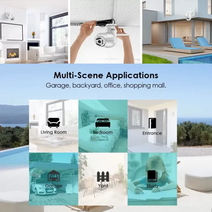 Full Hd 1080P IP66 Wifi Akıllı Haraket Sensörlü Takip 4x Zoom Su Geçirmez Ip Kamera (5460)