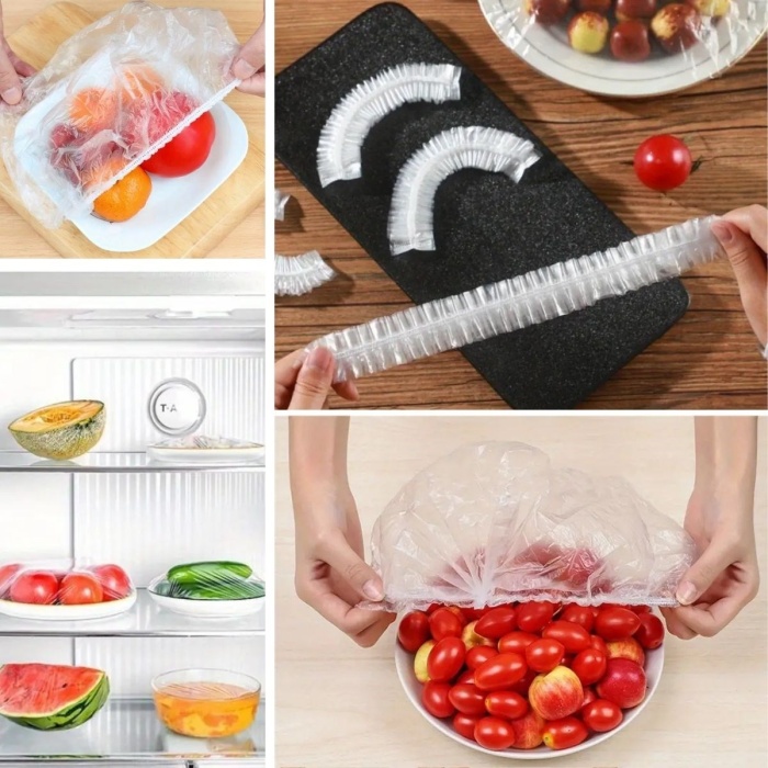 100 Adet Tazeliği Koruyan Tencere ve Tabak Bonesi  Çok Amaçlı Kullan At Tabak Bonesi (5460)