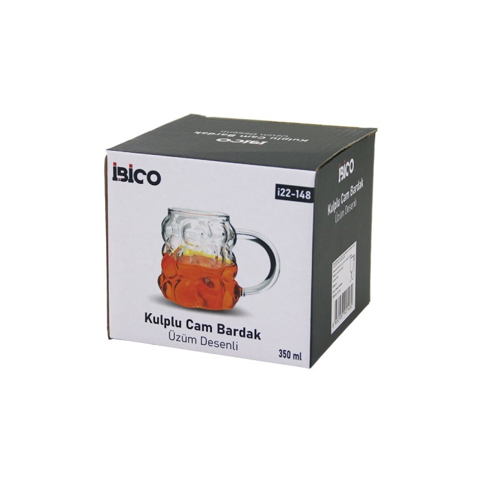 ÜZÜM - KABARCIKLI KULPLU CAM BARDAK TERMİSİL - ISIYA DAYANIKLI BOROSİLİKAT 350ML (5460)