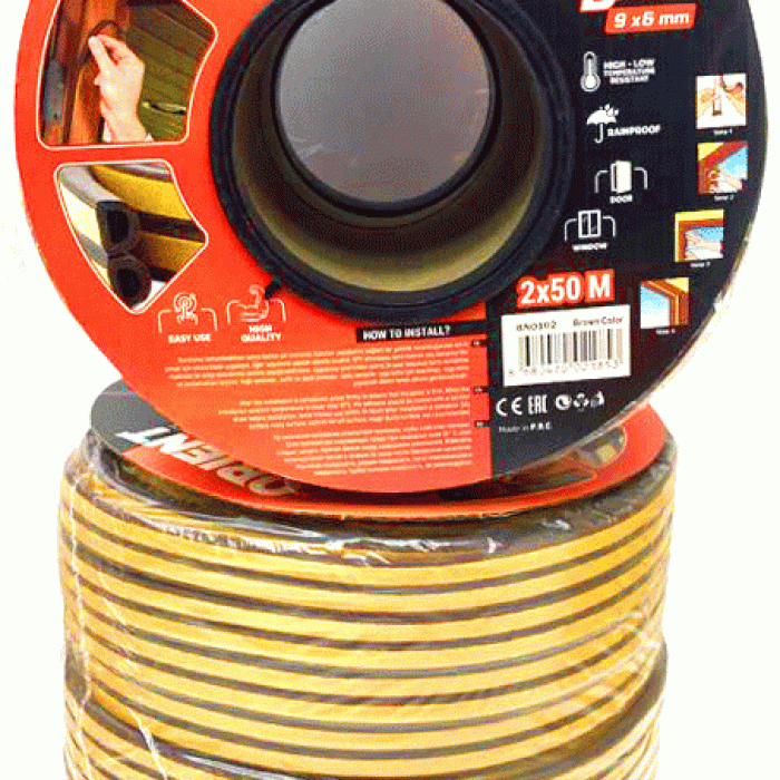 KAHVERENGİ 100MT2X50MTBOBİN FİTİL KAPI PENCERE BANT (5460)