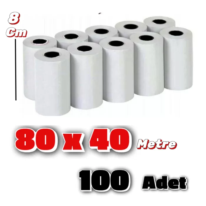 Rulo 80 X 40 Yazıcı kağıdı 100 Adet 1 Koli