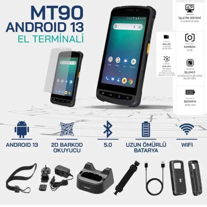 Newland MT90 Android 13 El Terminali