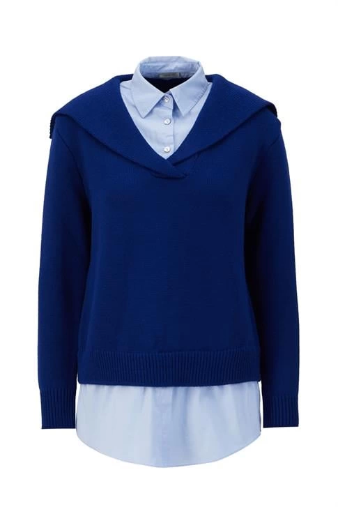 Armine Poplin Mixli Kazak 24KD4218 Lacivert-Mavi