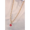Yeni Sezon Kırmızı Renk Smile Model Retro Gold Metal Kolye