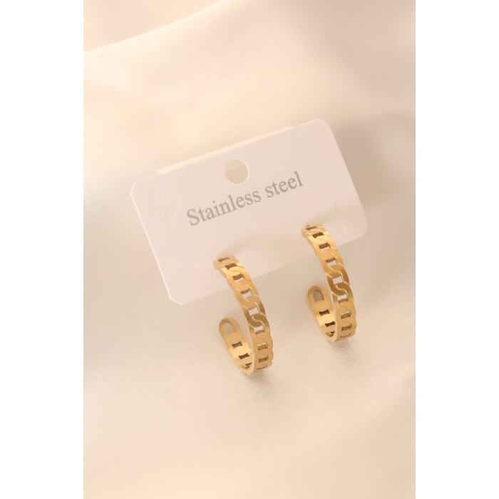Gold Renk Halka Çelik Kadın Küpe