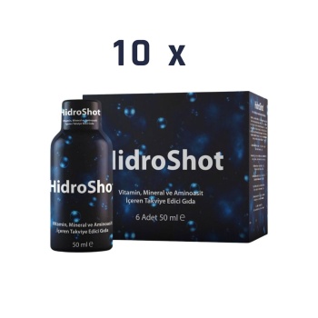 Hidroshot Vitamin Mineral ve Aminoasit İçeren Takviye Edici Gıda 50 ml x 6 adet - 10 kutu