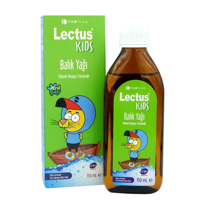 Lectus Kids Kral Şakir Elma Aromalı Balık Yağı 150 ml